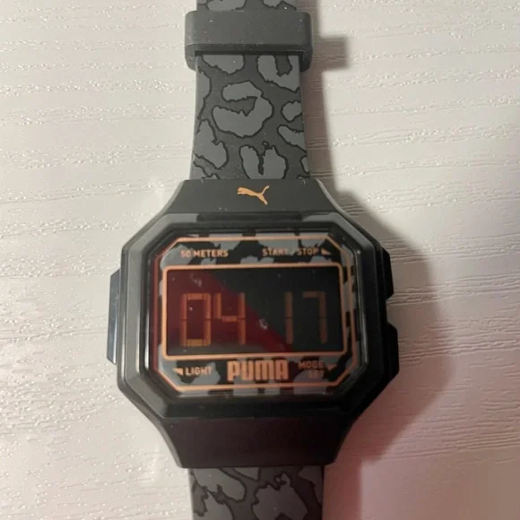 PUMA Black-on-Black Leopard / Casio-Inspired Digital P1058 - Picture 2 of 4